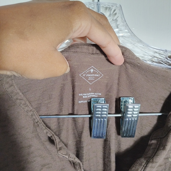 St. John's Bay Brown Paisley 3/4 Length Sleeve Top - Picture 7 of 10